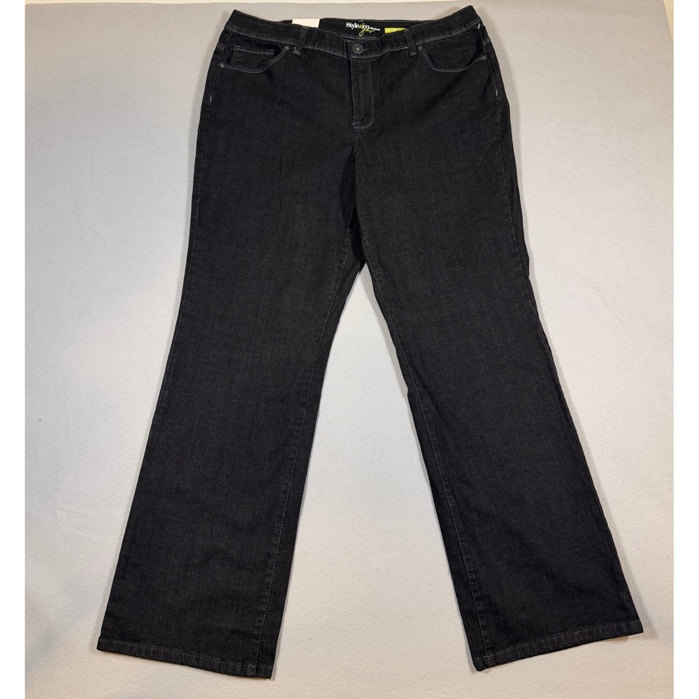 Style & Co Woman Straight Leg Jeans Dark Wash Indigo Blue Plus Size 16W NWT